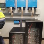 Victron inverter and battery cabinet installed in a residential plant room