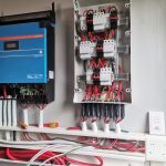 Inverter wiring and DC isolators terminated into a distribution board